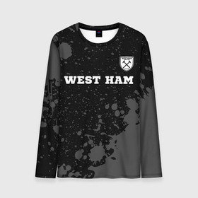 Мужской лонгслив 3D с принтом West Ham sport на темном фоне: символ сверху в Курске, 100% полиэстер | длинные рукава, круглый вырез горловины, полуприлегающий силуэт | Тематика изображения на принте: 