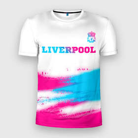 Мужская футболка 3D Slim с принтом Liverpool neon gradient style: символ сверху , 100% полиэстер с улучшенными характеристиками | приталенный силуэт, круглая горловина, широкие плечи, сужается к линии бедра | 