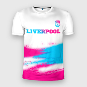 Мужская футболка 3D Slim с принтом Liverpool neon gradient style: символ сверху в Екатеринбурге, 100% полиэстер с улучшенными характеристиками | приталенный силуэт, круглая горловина, широкие плечи, сужается к линии бедра | 