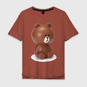 Мужская футболка хлопок Oversize с принтом Шоколадный мишка   симпатяга в Новосибирске, 100% хлопок | свободный крой, круглый ворот, “спинка” длиннее передней части | Тематика изображения на принте: 