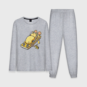Мужская пижама хлопок (с лонгсливом) с принтом Мышиный пауэрлифтинг в Курске,  |  | Тематика изображения на принте: 