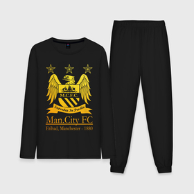 Мужская пижама хлопок (с лонгсливом) с принтом Manchester City gold ,  |  | 