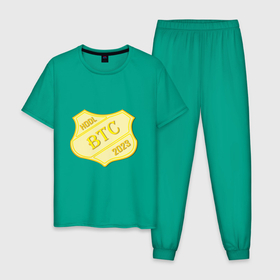 Мужская пижама хлопок с принтом Bitcoin 2023 в Петрозаводске, 100% хлопок | брюки и футболка прямого кроя, без карманов, на брюках мягкая резинка на поясе и по низу штанин
 | 