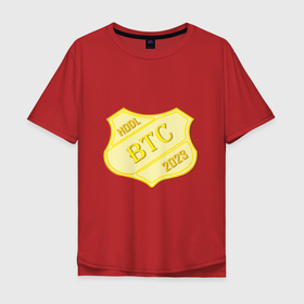Мужская футболка хлопок Oversize с принтом Bitcoin 2023 в Новосибирске, 100% хлопок | свободный крой, круглый ворот, “спинка” длиннее передней части | Тематика изображения на принте: 