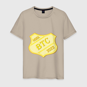 Мужская футболка хлопок с принтом Bitcoin 2023 в Курске, 100% хлопок | прямой крой, круглый вырез горловины, длина до линии бедер, слегка спущенное плечо. | 