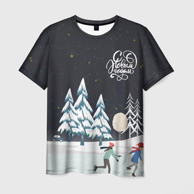 Мужская футболка 3D с принтом Новогодняя  ночь в Екатеринбурге, 100% полиэфир | прямой крой, круглый вырез горловины, длина до линии бедер | 