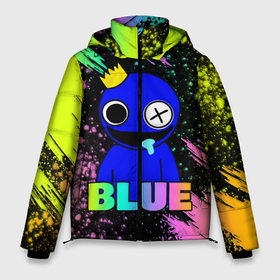 Мужская зимняя куртка 3D с принтом Rainbow Friends   Blue в Санкт-Петербурге, верх — 100% полиэстер; подкладка — 100% полиэстер; утеплитель — 100% полиэстер | длина ниже бедра, свободный силуэт Оверсайз. Есть воротник-стойка, отстегивающийся капюшон и ветрозащитная планка. 

Боковые карманы с листочкой на кнопках и внутренний карман на молнии. | 