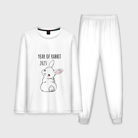Мужская пижама хлопок (с лонгсливом) с принтом Белый кролик   символ 2023 года в Петрозаводске,  |  | 