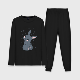 Мужская пижама хлопок (с лонгсливом) с принтом Черный кролик Пикачу в Курске,  |  | 
