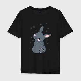 Мужская футболка хлопок Oversize с принтом Черный кролик Пикачу в Курске, 100% хлопок | свободный крой, круглый ворот, “спинка” длиннее передней части | Тематика изображения на принте: 