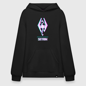 Худи SuperOversize хлопок с принтом Skyrim в стиле glitch и баги графики в городе Новоалтайск, 70% хлопок, 30% полиэстер, мягкий начес внутри | карман-кенгуру, эластичная резинка на манжетах и по нижней кромке, двухслойный капюшон
 | 
