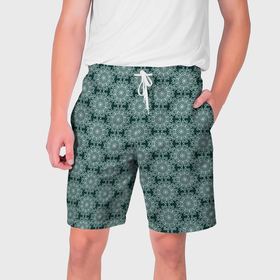 Мужские шорты 3D с принтом Ажурный зелёный тёмный в Белгороде,  полиэстер 100% | прямой крой, два кармана без застежек по бокам. Мягкая трикотажная резинка на поясе, внутри которой широкие завязки. Длина чуть выше колен | 