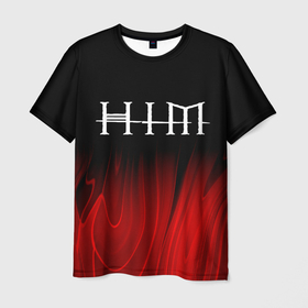 Мужская футболка 3D с принтом HIM red plasma в Курске, 100% полиэфир | прямой крой, круглый вырез горловины, длина до линии бедер | 