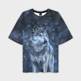 Мужская футболка oversize 3D с принтом Лесной волк в Санкт-Петербурге,  |  | Тематика изображения на принте: 