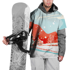 Накидка на куртку 3D с принтом Зимние новогодние горы , 100% полиэстер |  | Тематика изображения на принте: 