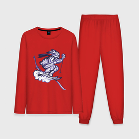 Мужская пижама хлопок (с лонгсливом) с принтом Заяц горнолыжник в Курске,  |  | 