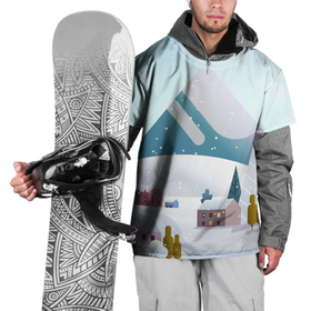 Накидка на куртку 3D с принтом Зимние горы   минимализм , 100% полиэстер |  | Тематика изображения на принте: 