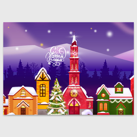 Поздравительная открытка с принтом Рождественская церковь   новый год в Кировске, 100% бумага | плотность бумаги 280 г/м2, матовая, на обратной стороне линовка и место для марки
 | Тематика изображения на принте: 