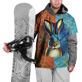 Накидка на куртку 3D с принтом Огненный новогодний кролик в Белгороде, 100% полиэстер |  | Тематика изображения на принте: 