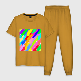 Мужская пижама хлопок с принтом Палитра различных цветов в Курске, 100% хлопок | брюки и футболка прямого кроя, без карманов, на брюках мягкая резинка на поясе и по низу штанин
 | 