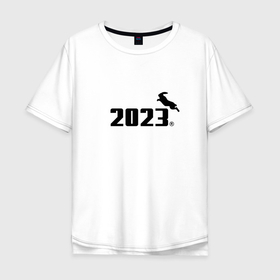 Мужская футболка хлопок Oversize с принтом rabbit 2023 year в Курске, 100% хлопок | свободный крой, круглый ворот, “спинка” длиннее передней части | 