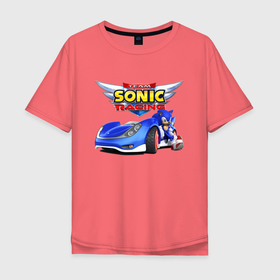 Мужская футболка хлопок Oversize с принтом Team Sonic racing   hedgehog в Курске, 100% хлопок | свободный крой, круглый ворот, “спинка” длиннее передней части | Тематика изображения на принте: 