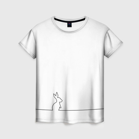 Женская футболка 3D с принтом Кролик минимализм , 100% полиэфир ( синтетическое хлопкоподобное полотно) | прямой крой, круглый вырез горловины, длина до линии бедер | 
