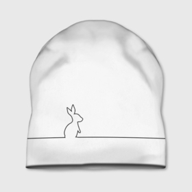 Шапка 3D с принтом Кролик минимализм в Курске, 100% полиэстер | универсальный размер, печать по всей поверхности изделия | 