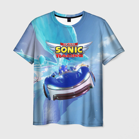 Мужская футболка 3D с принтом Team Sonic racing   hedgehog   speed в Екатеринбурге, 100% полиэфир | прямой крой, круглый вырез горловины, длина до линии бедер | 