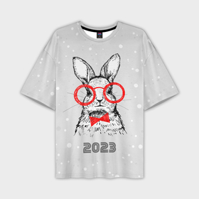 Мужская футболка OVERSIZE 3D с принтом Снегопад и кролик 2023 ,  |  | Тематика изображения на принте: 