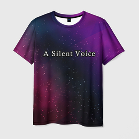 Мужская футболка 3D с принтом A Silent Voice gradient space , 100% полиэфир | прямой крой, круглый вырез горловины, длина до линии бедер | 