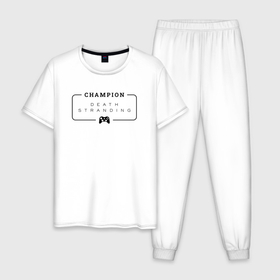Мужская пижама хлопок с принтом Death Stranding gaming champion: рамка с лого и джойстиком в Белгороде, 100% хлопок | брюки и футболка прямого кроя, без карманов, на брюках мягкая резинка на поясе и по низу штанин
 | 