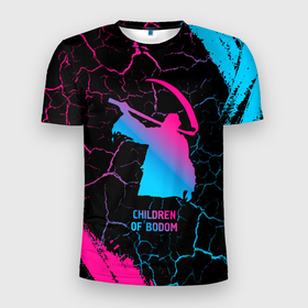 Мужская футболка 3D Slim с принтом Children of Bodom   neon gradient в Новосибирске, 100% полиэстер с улучшенными характеристиками | приталенный силуэт, круглая горловина, широкие плечи, сужается к линии бедра | 