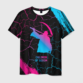 Мужская футболка 3D с принтом Children of Bodom   neon gradient в Санкт-Петербурге, 100% полиэфир | прямой крой, круглый вырез горловины, длина до линии бедер | 
