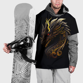 Накидка на куртку 3D с принтом Китайский дракон   ирезуми в Екатеринбурге, 100% полиэстер |  | 