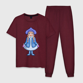 Мужская пижама хлопок с принтом Снегурочка с косичками в Белгороде, 100% хлопок | брюки и футболка прямого кроя, без карманов, на брюках мягкая резинка на поясе и по низу штанин
 | 