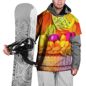Накидка на куртку 3D с принтом Спелые фрукты и овощи в плетеной корзине в Тюмени, 100% полиэстер |  | 