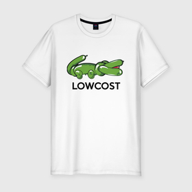 Мужская футболка хлопок Slim с принтом Low cost   Надувной крокодильчик   Joke в Курске, 92% хлопок, 8% лайкра | приталенный силуэт, круглый вырез ворота, длина до линии бедра, короткий рукав | 