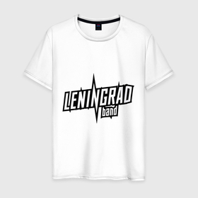 Мужская футболка хлопок с принтом Группировка ленинград логотип в Екатеринбурге, 100% хлопок | прямой крой, круглый вырез горловины, длина до линии бедер, слегка спущенное плечо. | 