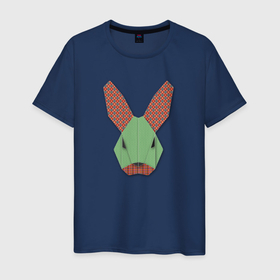 Мужская футболка хлопок с принтом Лоскутный кролик в Новосибирске, 100% хлопок | прямой крой, круглый вырез горловины, длина до линии бедер, слегка спущенное плечо. | 