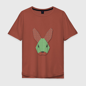 Мужская футболка хлопок Oversize с принтом patchwork rabbit в Курске, 100% хлопок | свободный крой, круглый ворот, “спинка” длиннее передней части | Тематика изображения на принте: 