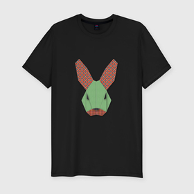 Мужская футболка хлопок Slim с принтом patchwork rabbit в Белгороде, 92% хлопок, 8% лайкра | приталенный силуэт, круглый вырез ворота, длина до линии бедра, короткий рукав | 