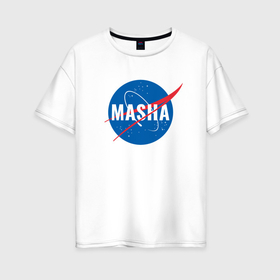 Женская футболка хлопок Oversize с принтом Маша в стиле NASA в Белгороде, 100% хлопок | свободный крой, круглый ворот, спущенный рукав, длина до линии бедер
 | Тематика изображения на принте: 
