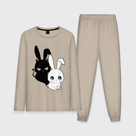 Мужская пижама хлопок (с лонгсливом) с принтом Милый кролик   ангелочек или дьяволёнок в Курске,  |  | 
