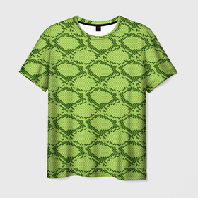 Мужская футболка 3D с принтом Милитари змеиная кожа одноцветная , 100% полиэфир | прямой крой, круглый вырез горловины, длина до линии бедер | 