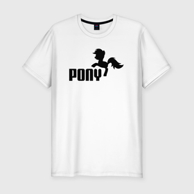 Мужская футболка хлопок Slim с принтом Пони вместо пумы в Санкт-Петербурге, 92% хлопок, 8% лайкра | приталенный силуэт, круглый вырез ворота, длина до линии бедра, короткий рукав | 