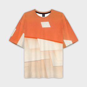 Мужская футболка OVERSIZE 3D с принтом Абстрактные геометрические оранжевые и светлые фигуры в Петрозаводске,  |  | 