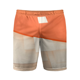 Мужские шорты спортивные с принтом Абстрактные геометрические оранжевые и светлые фигуры в Петрозаводске,  |  | 