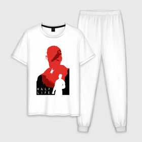 Мужская пижама хлопок с принтом Half life   Freeman , 100% хлопок | брюки и футболка прямого кроя, без карманов, на брюках мягкая резинка на поясе и по низу штанин
 | 