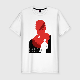 Мужская футболка хлопок Slim с принтом Half life   Freeman в Петрозаводске, 92% хлопок, 8% лайкра | приталенный силуэт, круглый вырез ворота, длина до линии бедра, короткий рукав | 